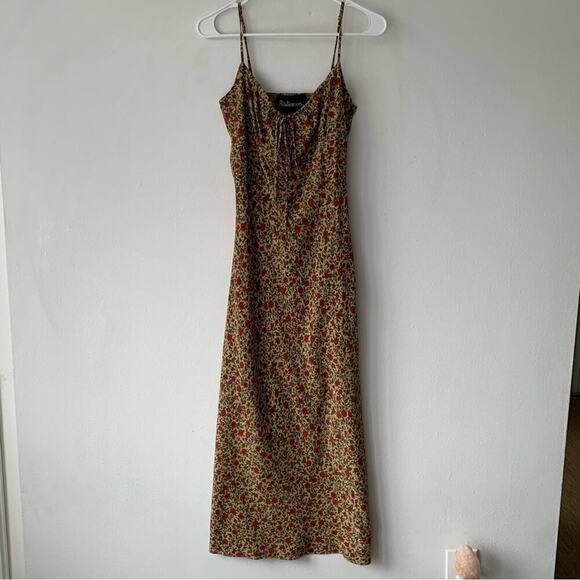 Realisation Alba Silk Floral Spaghetti Strap Midi Slip Dress Dahlia Tan - Picture 6 of 13